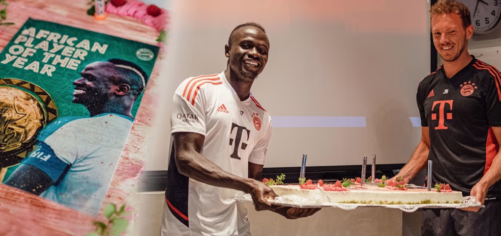 Torten-Empfang: FC Bayern gratuliert Sadio Mané